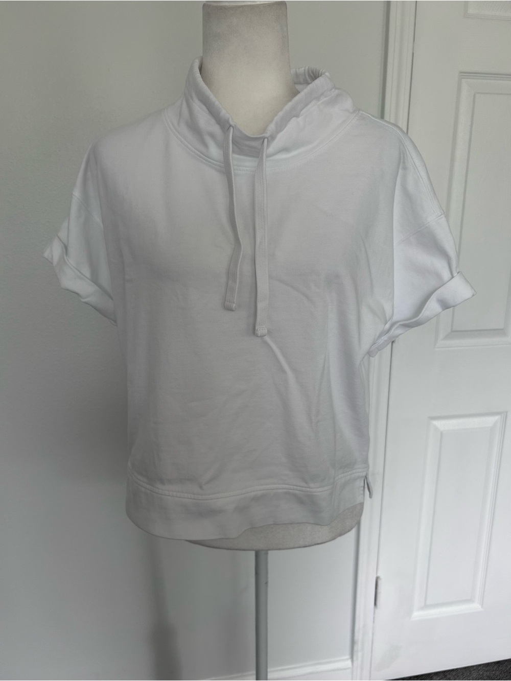 Lilla P White Short-Sleeve Funnel Neck top